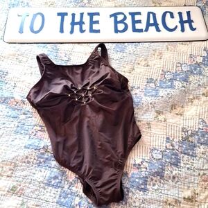 Brown one piece bathing suit